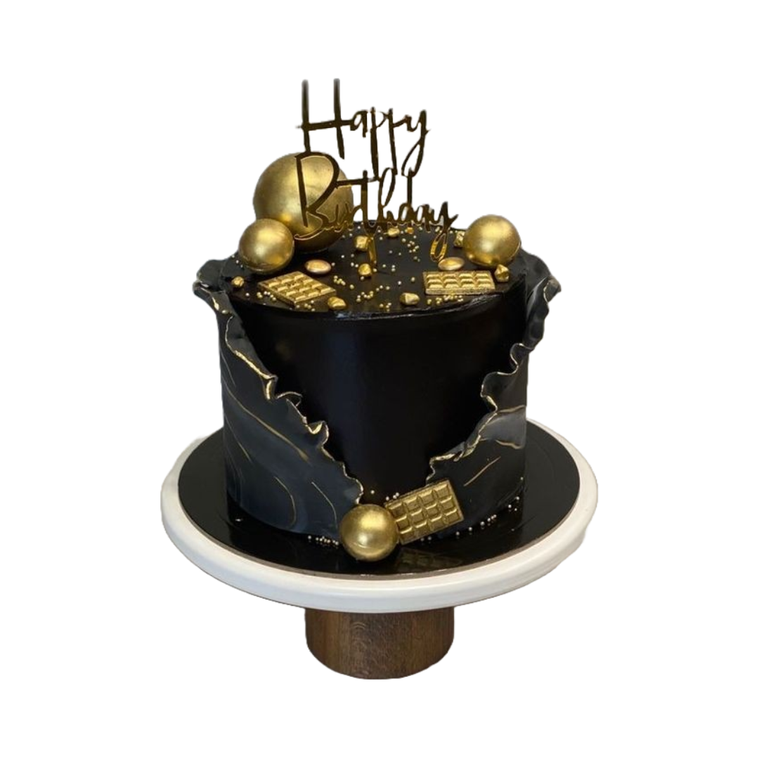 Black and Golden Themed Cake